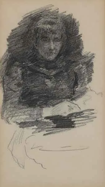 Sarah Purser, SELF PORTRAIT, pencil on paper