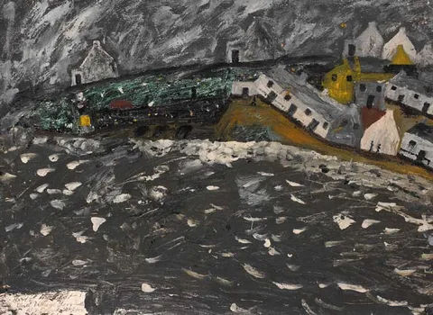 James Dixon, PORT OF THE WEST END VILLAGE, TORY ISLAND, oil on paper