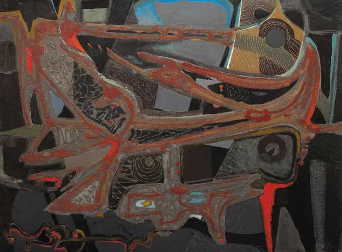 MASQUERADE by Gerard Dillon, 1960, oil and sand on board, sold Nov 2005