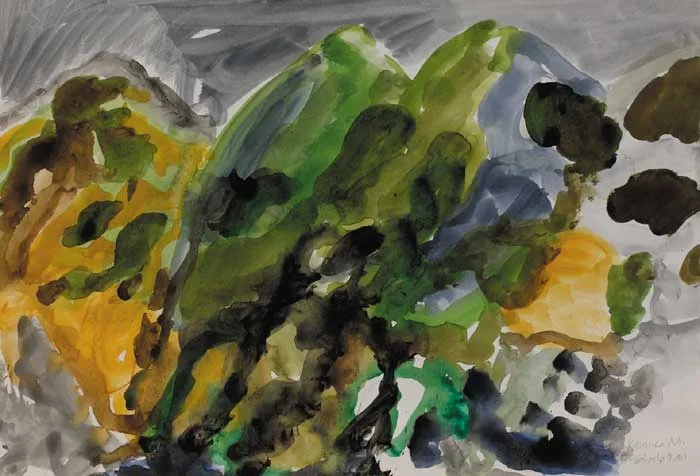KARAMEA MOUNTAIN by Barrie Cooke, gouache on paper, offered Nov 2005