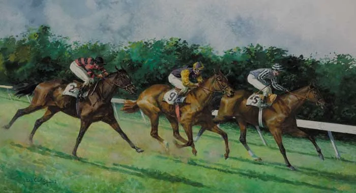 WINNING CLEVERLY by Peter Curling, watercolour over pencil, offered Nov 2005