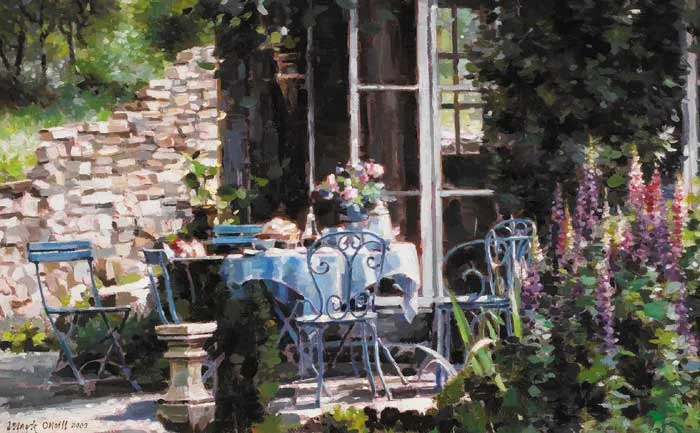 THE BLUE BANQUET by Mark O'Neill, oil on board, sold Nov 2005