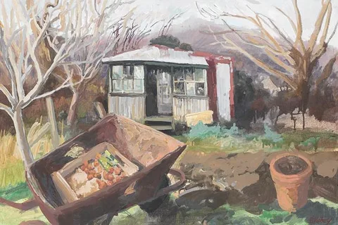 Brian Vahey, FEBRUARY GARDEN, oil on canvas laid on board