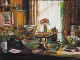 James O'Halloran, INTERIOR WITH BOOKS AND PAINTINGS