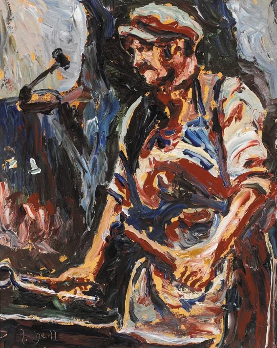FROM FORGING THE DANCE, SIAMSA, TRALEE by Liam O'Neill, oil on canvas, sold Jun 2005