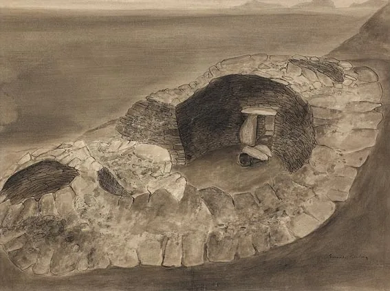 Maria Simonds-Gooding, STONE FORT, BLASKET ISLANDS, pen and ink with wash