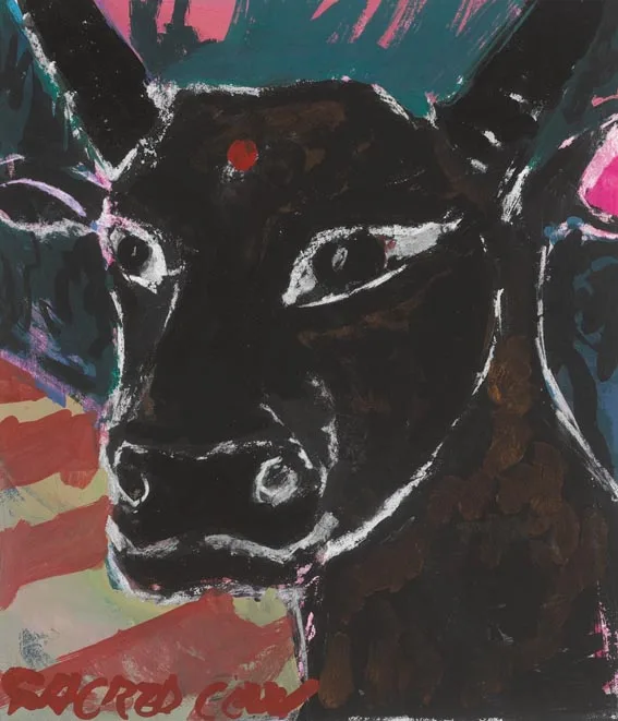 Anthony Lyttle, SACRED COW, gouache on board