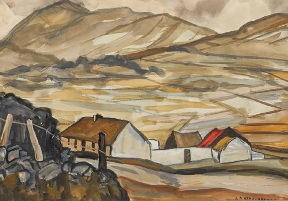 Anne King-Harman, MAYO FARM, watercolour and gouache over charcoal on artist's board