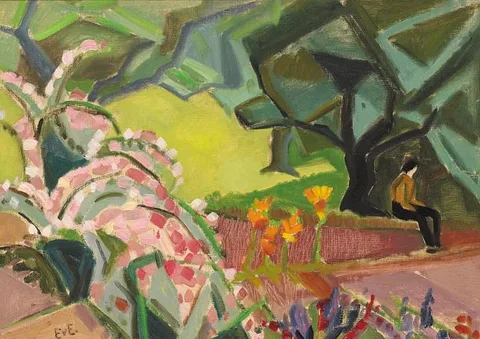 Ebba von Essen, YOUNG MAN IN A GARDEN, oil on canvas laid on board