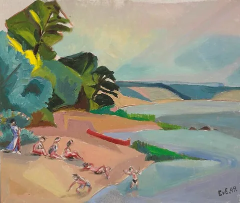 Ebba von Essen, SUNBATHERS, oil on canvas