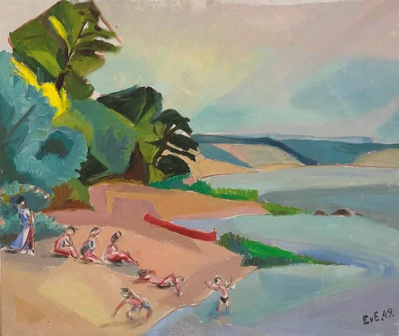 SUNBATHERS by Ebba von Essen, oil on canvas, sold Jun 2005