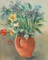 Stella Steyn, TERRACOTA JUG WITH DAFFODILS AND IRIS