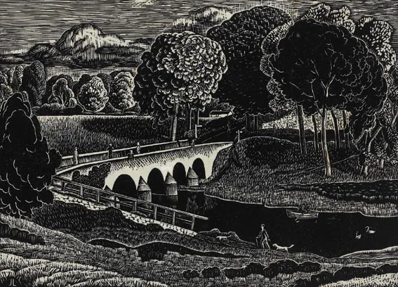 SHAW'S BRIDGE by John Luke, woodblock print on Japanese rice paper (mounted but unframed, sold Jun 2005