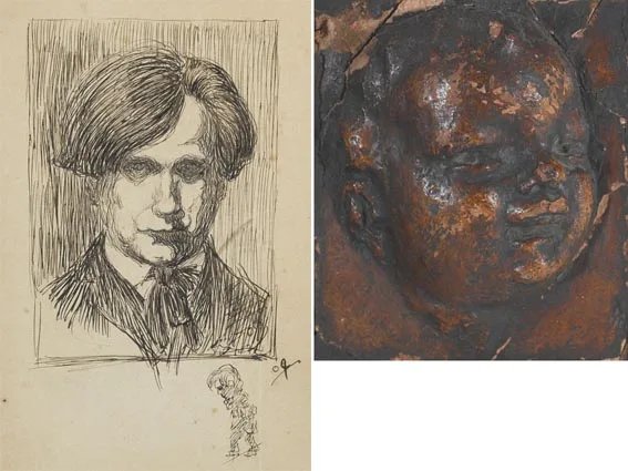 SELF PORTRAIT AT THE AGE OF 25 YEARS by John Langtry-Lynas, pen and ink drawing, sold Jun 2005