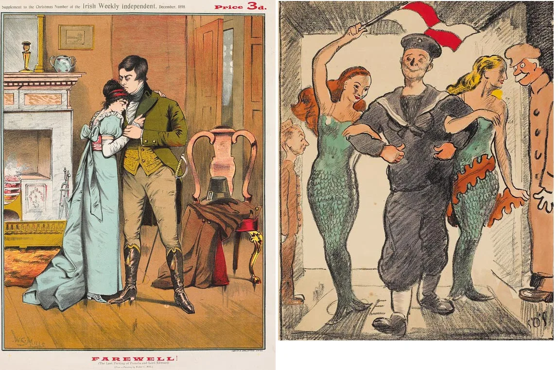 A CELEBRATING SAILOR by Seán O'Sullivan, lithograph with hand-colouring (unframed), sold Jun 2005
