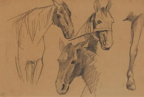 Edith Anna Somerville, EQUINE STUDIES (SET OF FOUR), pencil on buff-coloured paper