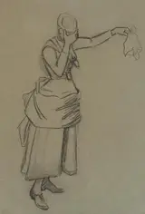 Edith Anna Somerville, WOMAN SAYING A TEARFUL FAREWELL and AN OLD WOMAN CURTSEYING TO A MAN (A PAIR)
