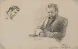 Edith Anna Somerville, PORTRAIT SKETCH OF ADRIAN STOKES AT CARDS and A PAGE OF CHARACTER SKETCHES (A PAIR)