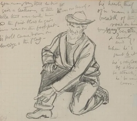Edith Anna Somerville, SKETCHES FOR ALL ON THE IRISH SHORE and four others (SET OF FIVE), pencil on ruled graph paper