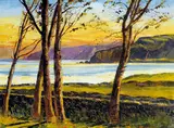 Theodore James Gracey, CUSHENDUN BAY FROM THE ROAD DOWN TO MOIRA O'NEILL'S HOUSE AND JOHN O'ROCKS COTTAGE