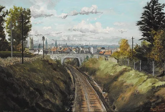 DALKEY RAILWAY CUTTING by Peter Pearson, oil on board, offered Jun 2005