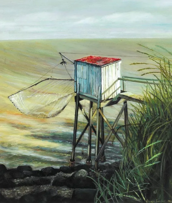 Patricia Lambert, FISHERMAN'S HUT, FRANCE, oil on paper