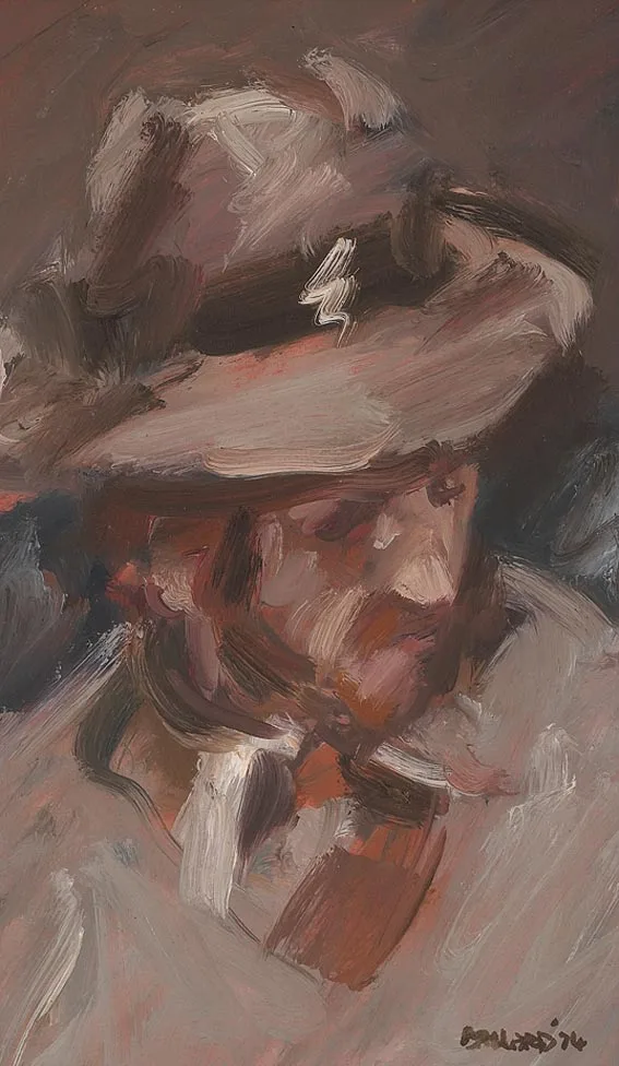 PETER IN HAT by Brian Ballard, oil on board, offered Jun 2005