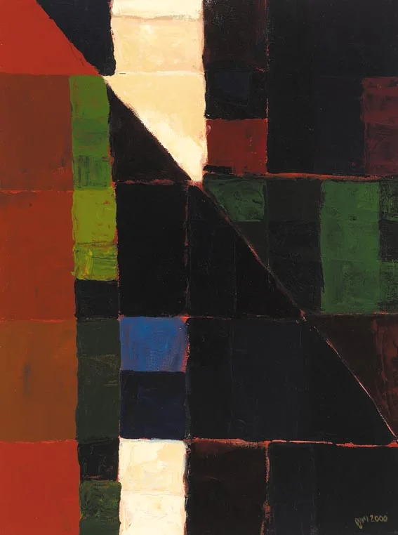 LIGHT PILLAR, DIAGONAL MOSAIC by John Philip Murray, alkyd on prepared paper, offered Jun 2005