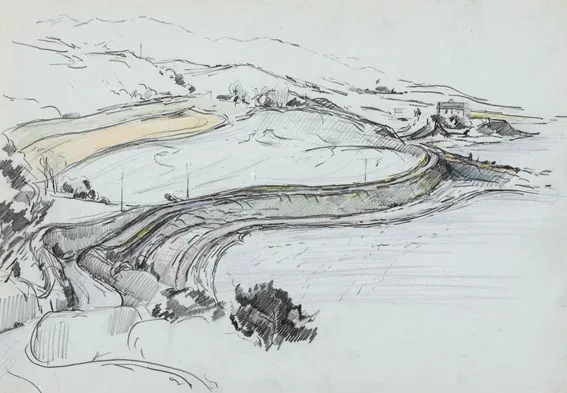 TAMNEY, COUNTY DONEGAL by Peter Collis, graphite and coloured pencil, offered Jun 2005