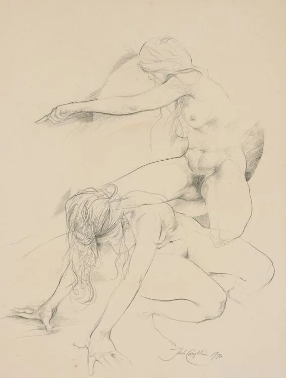 Jack Coughlin, TWO FIGURES, pencil on paper