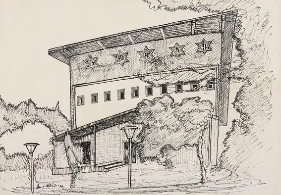 Liam C. Martin, DUBLIN'S SYNAGOGUES: ADELAIDE ROAD, TERENURE, and DOLPHIN'S BARN (SET OF THREE), pencil, pen and ink with wash