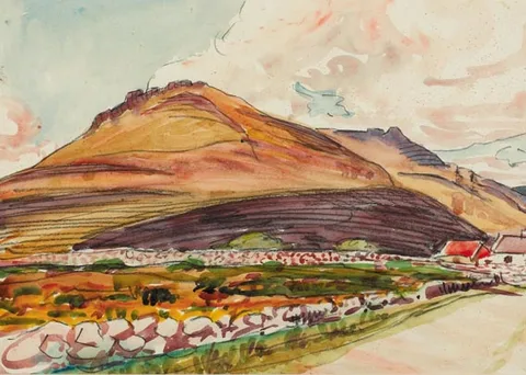 MOUNTAIN LANDSCAPE by Frank Forty, watercolour over pencil on paper, sold Jun 2005