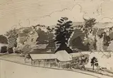 Sir Robert Staples, 12th Baronet, FARM BUILDINGS NEAR MONEYMORE, LOOKING TOWARDS SLIEVE GALLION, COUNTY TYRONE