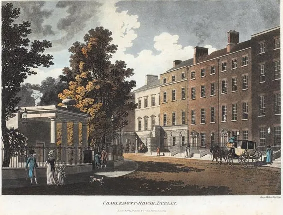 Samuel Frederick Brocas, VIEW OF THE POST OFFICE AND NELSONS PILLAR, SACKVILLE STREET, DUBLIN, hand coloured etching and line engraving