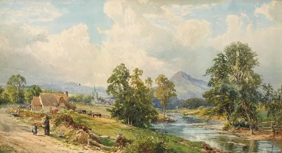 RIVER EASK, COUNTY DONEGAL by John Faulkner, pencil and watercolour with bodycolour, sold Jun 2005