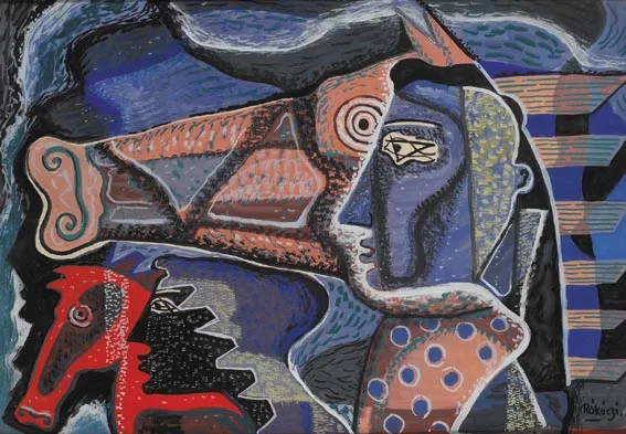 Basil Rakoczi, THE RED HORSE, 1956, gouache on card