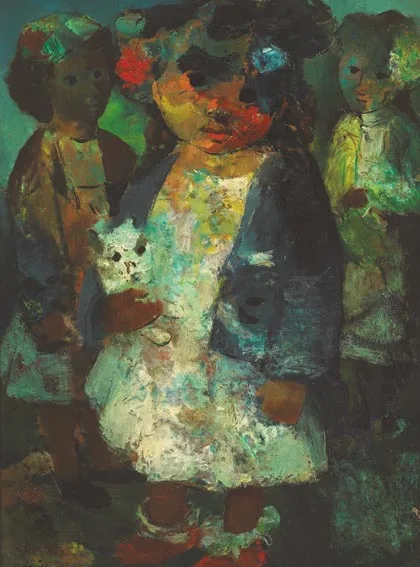 Daniel O'Neill, THREE CHILDREN, oil on board