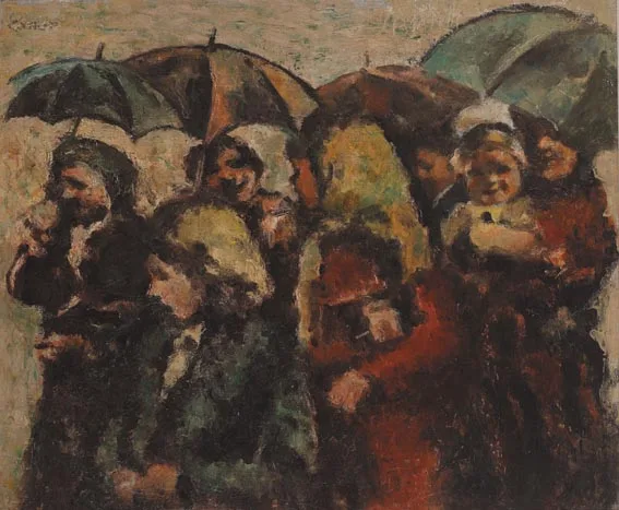 William Conor, WAITING FOR THE EXCURSION TRAIN, oil on canvas