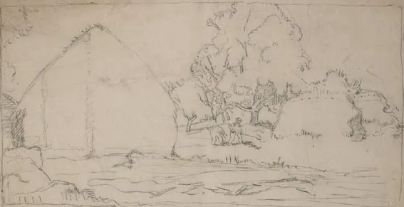 FIGURES HARVESTING, NORMANDY by William Orpen, circa 1899-1904, pencil on paper, offered Sep 2005