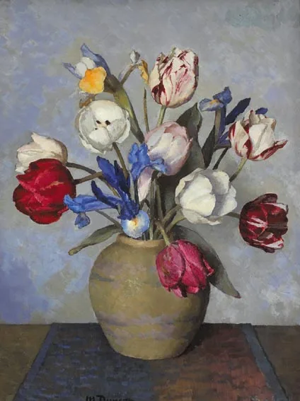 TULIPS by Mary Duncan, oil on panel, sold Sep 2005