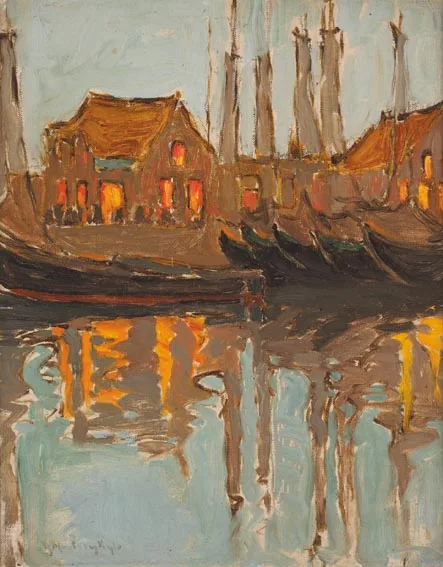 THE HARBOUR VOLENDAM by Georgina Moutray Kyle, circa 1926-27, oil on canvas laid on board, sold Sep 2005