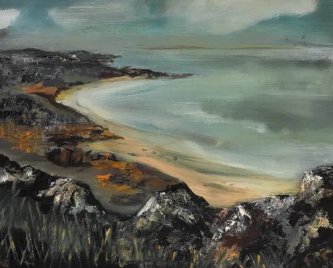 STRAND, BALLYRUBIC, CONNEMARA by Séamus Ó Colmáin, oil on board, offered Sep 2005