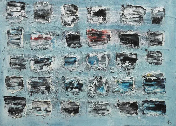 John Kingerlee, GRID COMPOSITION, oil on board