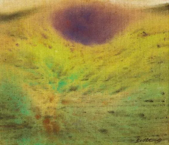 THE LAKE by Patrick Scott, tempera on unprimed canvas, sold Apr 2005