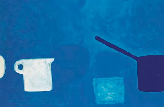 CUP AND PAN BLUES by William Scott, lithograph, sold Apr 2005