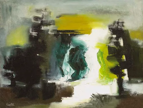 WATERFALL by Richard Kingston, oil on canvas, sold Apr 2005