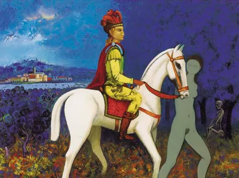 Daniel O'Neill, HORSEMAN PASS BY, oil on board