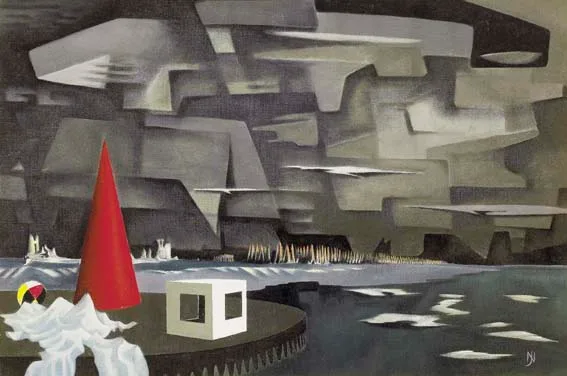 COMPOSITION by Nevill Johnson, oil on canvas, offered Apr 2005
