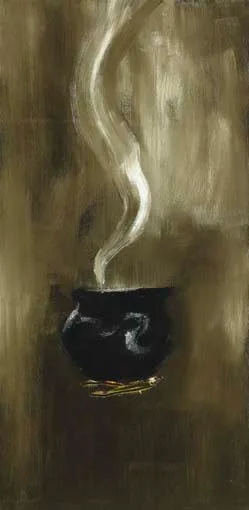 THE JAPANESE STONE by Patrick Hickey, oil on panel, sold Apr 2005
