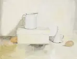 Liam Belton, WHITE ENAMEL FUNNEL AND JUG